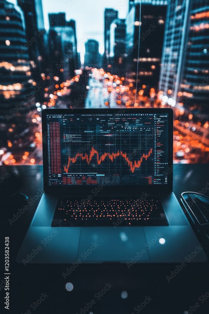Poster a serene office environment with economists analyzing economic data, using advanced software and col