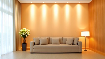 Modern living room decor home interior photo cozy environment wide view minimalist style