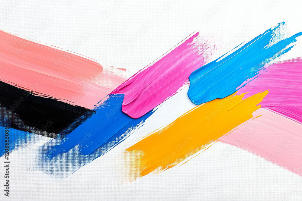 Poster a vibrant abstract painting with bold colors and dynamic brushstrokes, creating a visually striking 