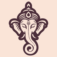 Lord Ganesha head logo flat vector illustration