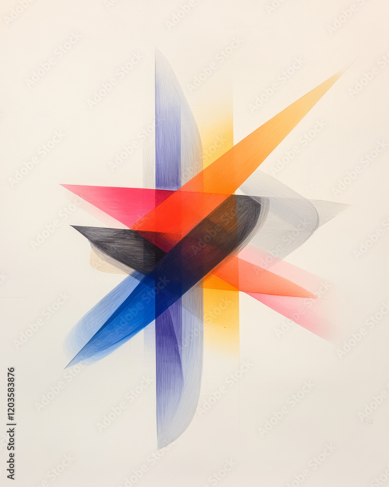 Aufkleber an abstract representation of conflicting ideas with intersecting lines and contrasting colors, illu