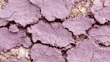 Abstract Cracked Purple Texture Background, Dry Soil,  Arid Land,  Dusty Surface