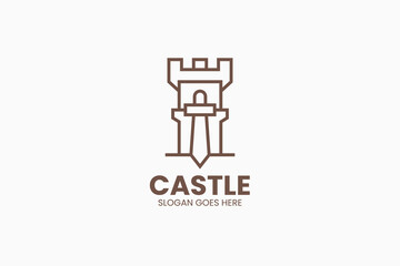 Castle Sword Logo. Vector Illustration