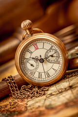 Vintage still life Antique pocket watch.