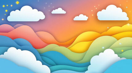 Clouds and Sunset Sky Over Horizon