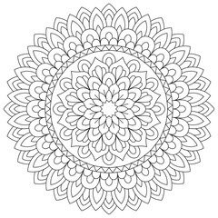 Flower Mandala: Vintage Oriental Pattern with Mystic Motifs for Coloring & Design