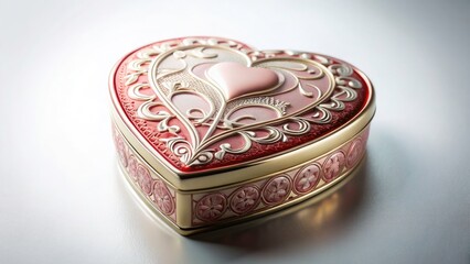 Heart-Shaped Box on White Background &acirc;&euro;&ldquo; Romantic Gift, Love Concept, Valentine's Day Decoration, Elegant Design, Gift Box Photography, Minimalist Aesthetic, Holiday Present, Symbol of Affection