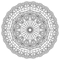 Flower Mandala: Vintage Oriental Pattern with Mystic Motifs for Coloring & Design