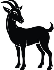 Obraz premium Beautiful animal goat vector silhouette black color artwork illustration