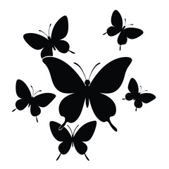 silhouette butterflies on white background