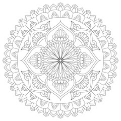 Flower Mandala: Vintage Oriental Pattern with Mystic Motifs for Coloring & Design
