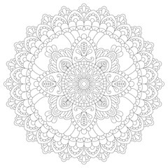 Flower Mandala: Vintage Oriental Pattern with Mystic Motifs for Coloring & Design
