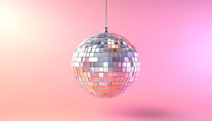 disco ball spinning on pink background