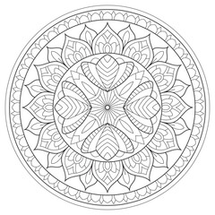 Flower Mandala: Vintage Oriental Pattern with Mystic Motifs for Coloring & Design