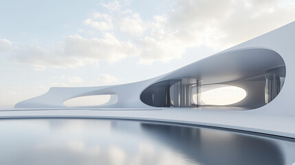 futuristic white architectural structure background
