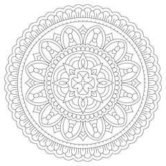 Flower Mandala: Vintage Oriental Pattern with Mystic Motifs for Coloring & Design