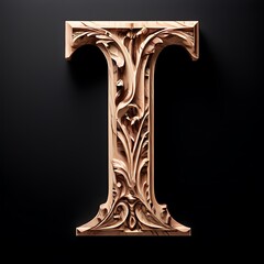 Ornate Wooden Letter I, Floral Design