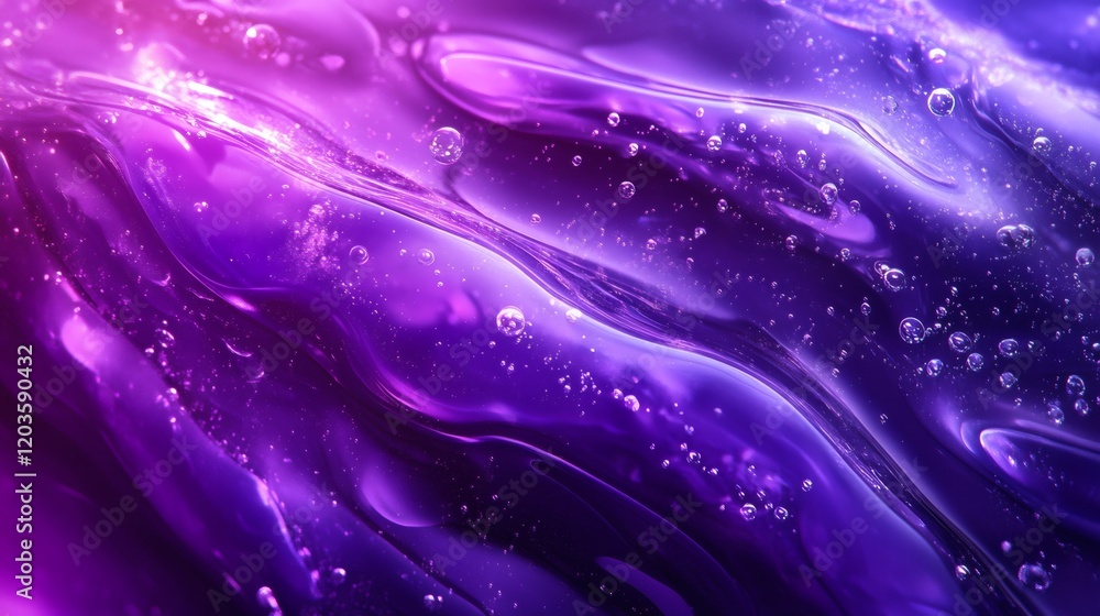 Poster water droplets a vibrant purple background showcasing an abstract design with a wet texture and real