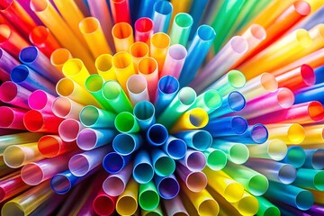 Colorful Plastic Straws Illuminated: Backlit Macro Shot of Translucent Tubes