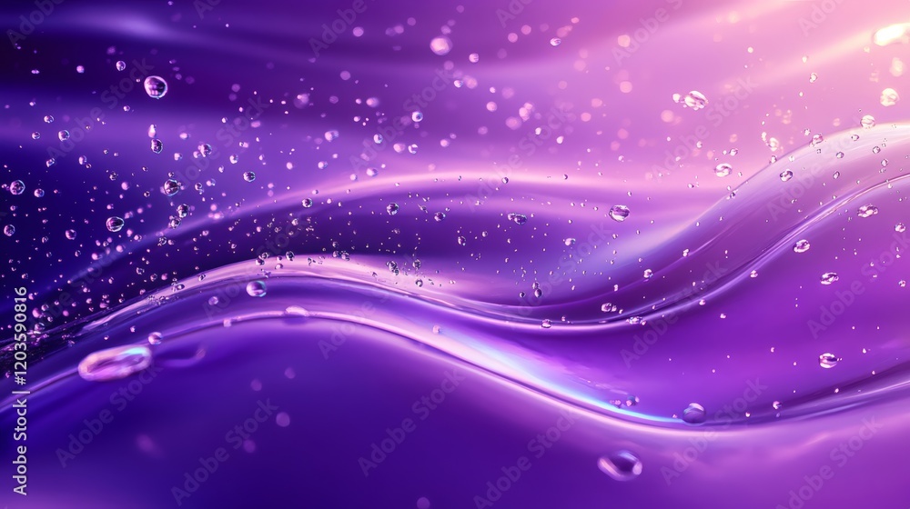 Poster water droplets a vibrant purple background showcasing an abstract design with a wet texture and real