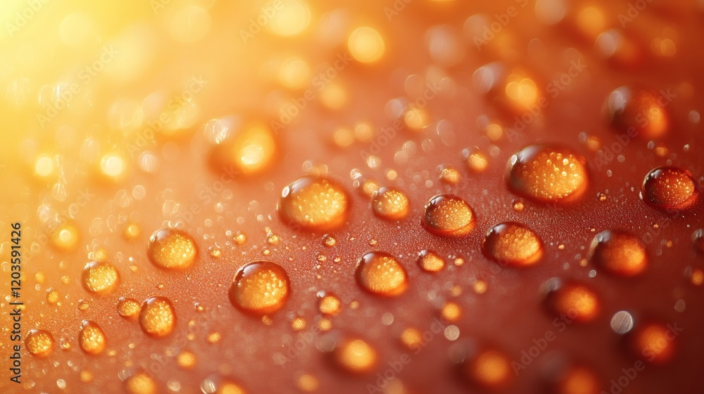 Aufkleber water drops forming a bright orange background giving a fresh wet texture with realistic dewdrops cr