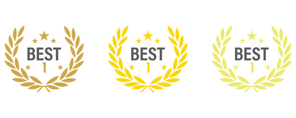 Laurel best batch icon, best seller badge label vector icon sticker set isolated on white background.