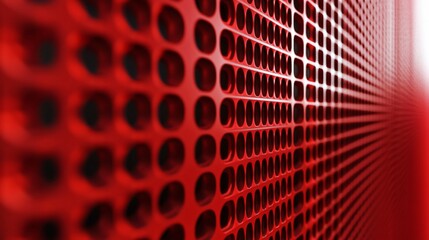 Abstract Red Perforated Metal Panel Background Texture