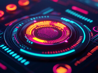 Futuristic interface with glowing circular elements and vibrant colors
