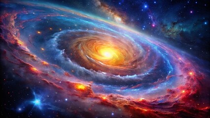 Obraz premium Cosmic Nebula: Vivid Colors & Swirling Gases in Expansive Galaxy