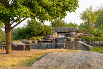 Mount Royal Park ( Parc du Mont-Royal ) in summer sunset time. Montreal, Quebec, Canada.
