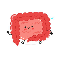 Cute smiling Intestine illustration on white background
