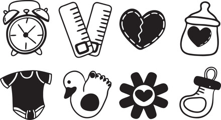 Vector Set of Baby Items Isolated on White Background