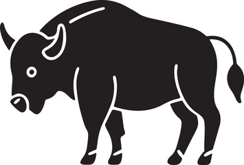 Minimalist Bull or bison flat icon black vector illustration isolated on white.