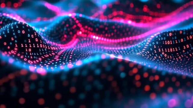 Abstract Digital Wave: Binary Code Landscape