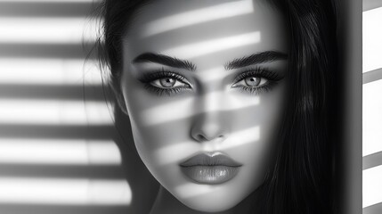moody black and white editorial photography close up woman radiant skin dramatic lighting artful shot Ultra-Realistic Photo Realistic highly detailed 