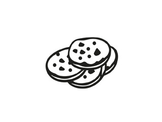 Cookies illustration in minimalistic style on white background with copy space