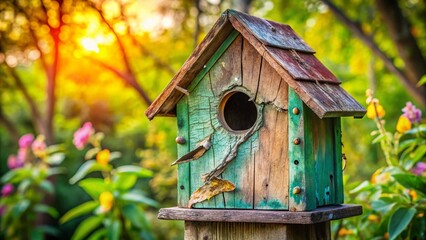 Damaged Birdhouse Garden Decor Repair Needs Stock Photo