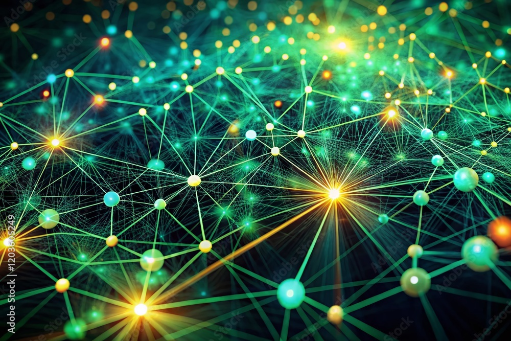 Poster dark green ai neural network, abstract artificial intelligence technology background