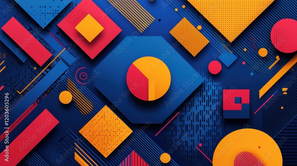 Poster a colorful abstract background with a yellow circle in the middle