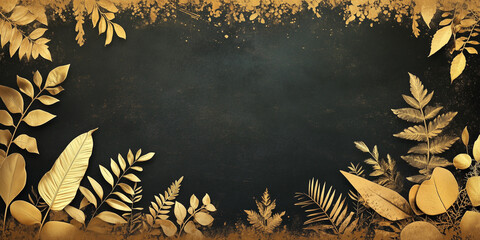 Forest leaves gold frame