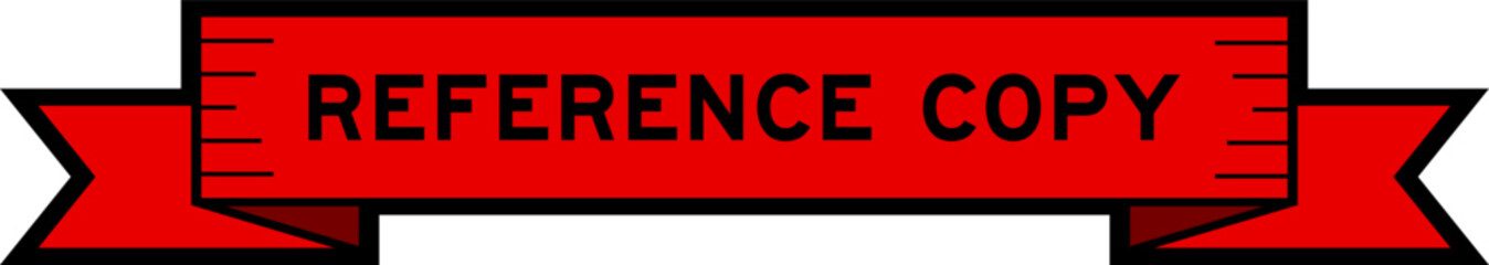 Ribbon label banner with word reference copy in red color on white background