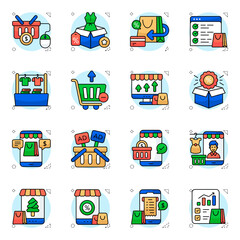 Pack of Web Shopping Flat Icon