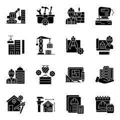 Set of Construction Equipment Flat Icons