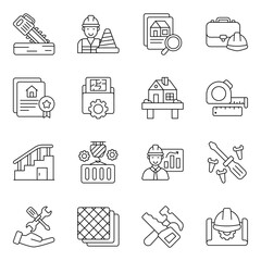Set of Construction, Erection and Establishment Flat Icons