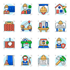 Set of Construction and Designs Flat Icons