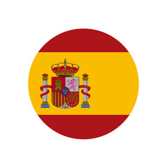 Obraz premium Round spain flag vector icon isolated, spain flag button