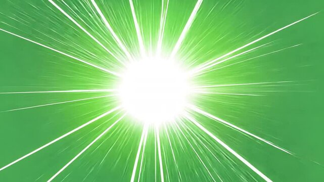 Green Energy Burst: An abstract image depicting a bright, white light emanating from the center, exploding outwards with radiant green rays.  The effect suggests energy, power, and vibrancy. 
