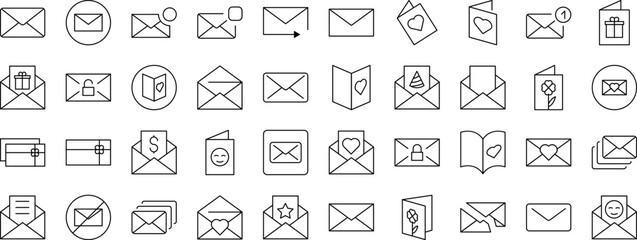 Envelope, Mail, Post Modern Outline Style Icons for Design, Cards, Apps, Social Networks