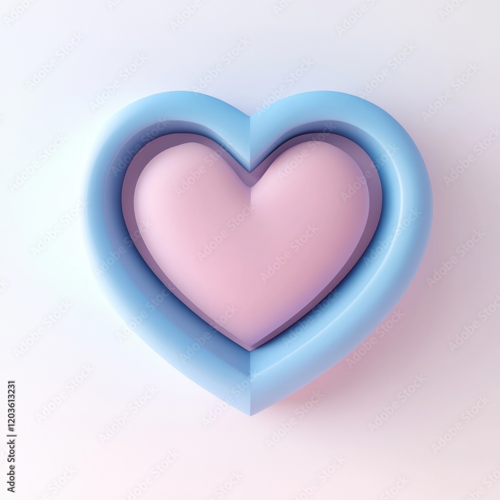 Aufkleber soft blue and pink heart design with 3d effect for backgrounds