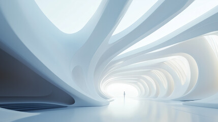 futuristic white architectural structure background